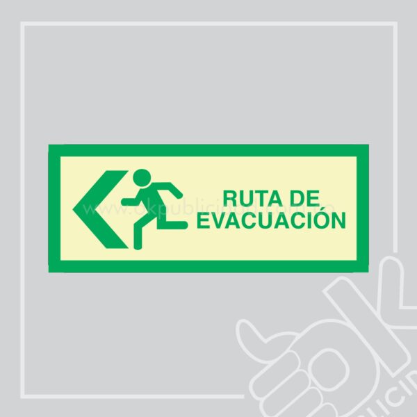 Señalizacion "Ruta de Evacuacion" 30x12 Izquierda