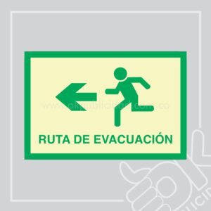 Señalizacion «Ruta de Evacuacion Izquierda» 30×20